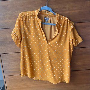 Yellow Polka Dot Pont Sur Blouse
